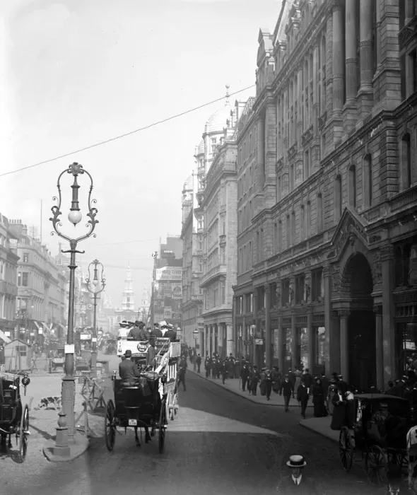 Framed Print : London street scene. Looking down the busy Strand to St Mary - le - Strand church, London Framed Print : London street scene. Looking down the busy Strand to St Mary - le - Strand church, London