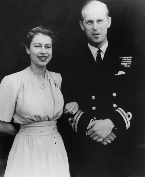 Framed Print : Looking radiantly happy, Princess Elizabeth, wearing her engagement ring, was photographed