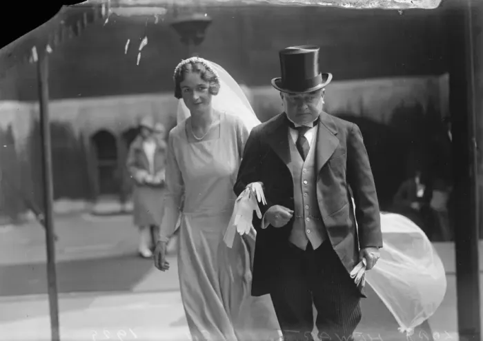 Framed Print : Lord Chief Justices daughter weds. The marriage of Mr Eliot Hodgkin and Hon Katherine