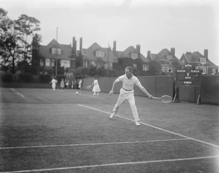 Framed Print : Lord Cholmondeley in Middlesex tennis championships. Lord Cholmondeley in play Framed Print : Lord Cholmondeley in Middlesex tennis championships. Lord Cholmondeley in play