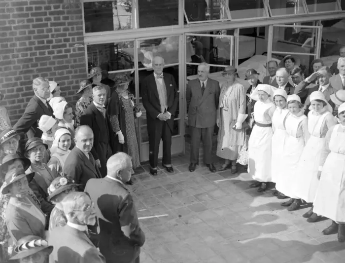 Framed Print : Lord Hanworth opens Eltham Hospitals new wing. Nurses being inspected. 1934 Framed Print : Lord Hanworth opens Eltham Hospitals new wing. Nurses being inspected. 1934