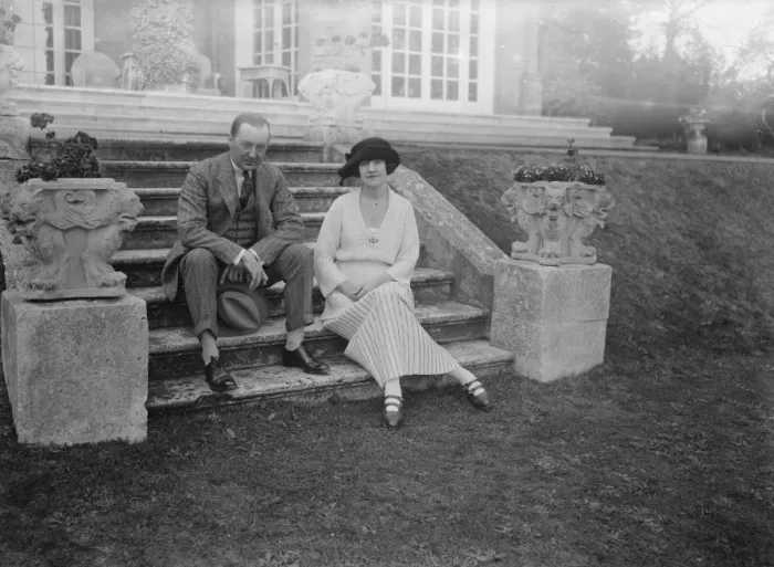 Framed Print : Lord and Lady Terrington at their home Binfield Marlow 30 October 1921 Framed Print : Lord and Lady Terrington at their home Binfield Marlow 30 October 1921