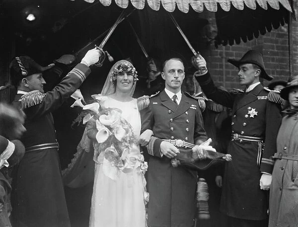 Lord Louis Mountbatten attends London naval wedding. The marriage of Commander