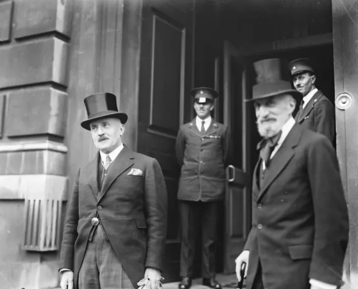 Framed Print : M Caillaux at the Treasury. M Caillaux ( left ) and the French Ambassador arriving Framed Print : M Caillaux at the Treasury. M Caillaux ( left ) and the French Ambassador arriving