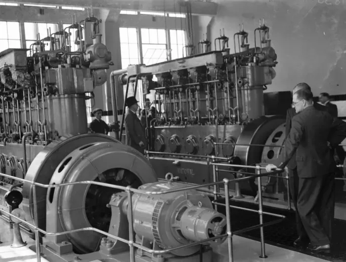 Framed Print : Machinery in the Dartford Sewage Works. 1935