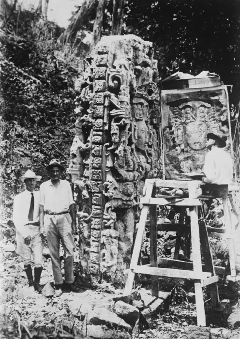 Framed Print : One of the most magnificent Stelae at Copan. The figure of the ruler facing