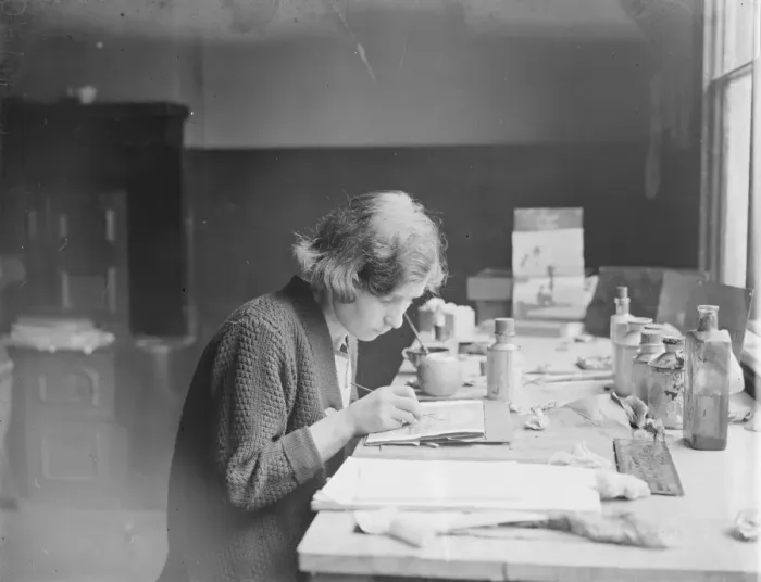 Framed Print : The making of decorative stainless steel ornaments by women workers at Birmingham