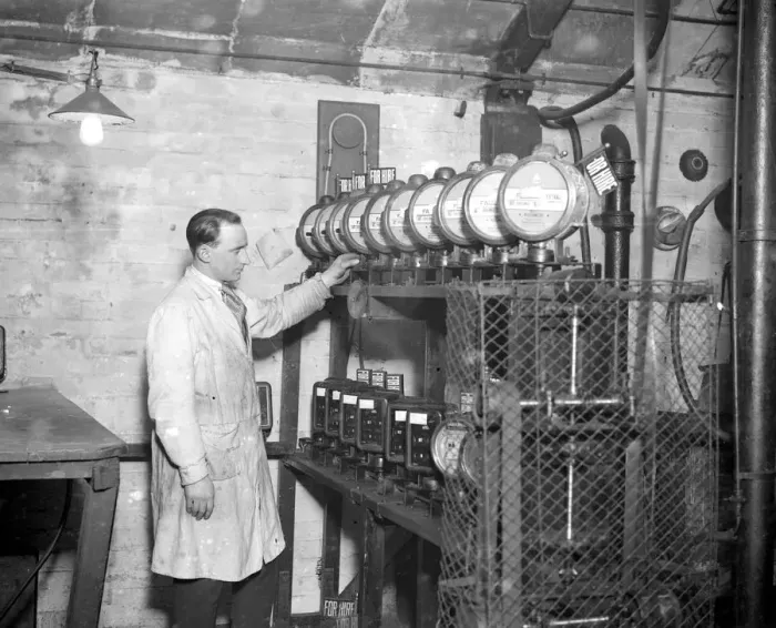 Framed Print : Making and testing Taxi Meters at the works of the British Taxi Meter Co Ltd, Gray s Framed Print : Making and testing Taxi Meters at the works of the British Taxi Meter Co Ltd, Gray s