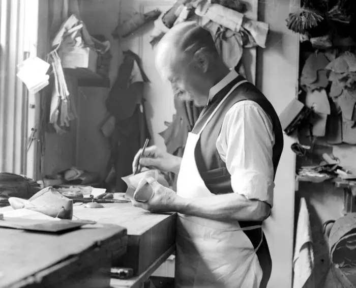 Framed Print : Making of wooden shoe lasts ( W. H. Smith, Sloane Street ). The uppers of shoes Framed Print : Making of wooden shoe lasts ( W. H. Smith, Sloane Street ). The uppers of shoes