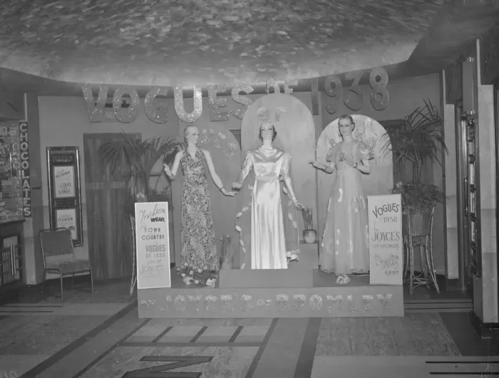 Framed Print : Mannequins in a new fashion display at the Odeon Cinema in Sidcup, Kent. 25 / 2 / 1938 Framed Print : Mannequins in a new fashion display at the Odeon Cinema in Sidcup, Kent. 25 / 2 / 1938