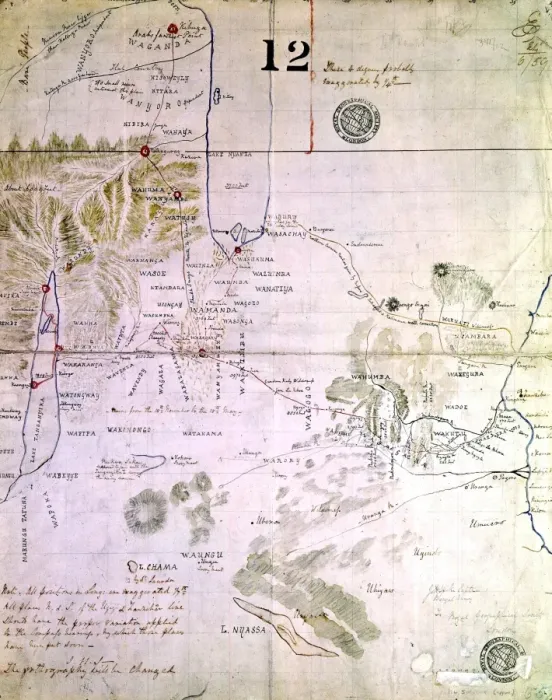 Framed Print : The map drawn by Speke for the Royal Geographical Society 1858