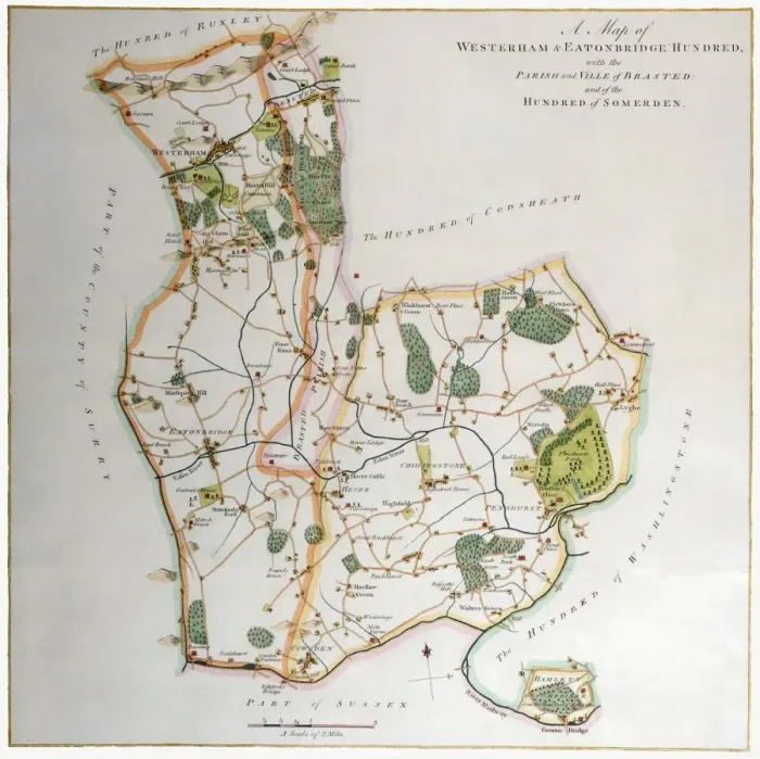 Framed Print : A map of Westerham and Eatonbridge Hundred with the Parish and Ville of Brasted Framed Print : A map of Westerham and Eatonbridge Hundred with the Parish and Ville of Brasted