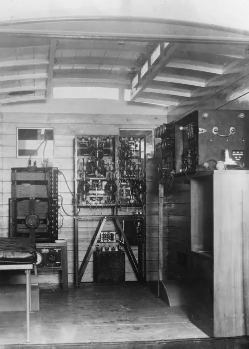 Framed Print : A Marconi Wireless Telegraph and Telephone set installed in a motor car. The transmitting Framed Print : A Marconi Wireless Telegraph and Telephone set installed in a motor car. The transmitting