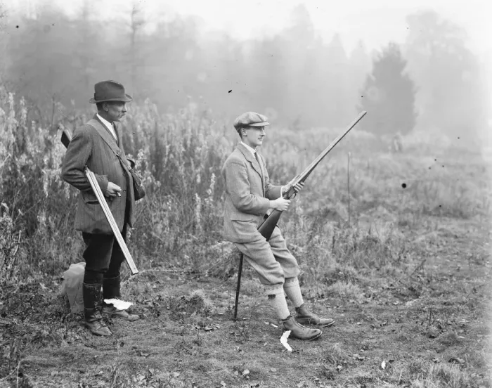 Framed Print : Marquess of Ailesburys shooting party at Savernake Forest, Marlborough, Wiltshire Framed Print : Marquess of Ailesburys shooting party at Savernake Forest, Marlborough, Wiltshire