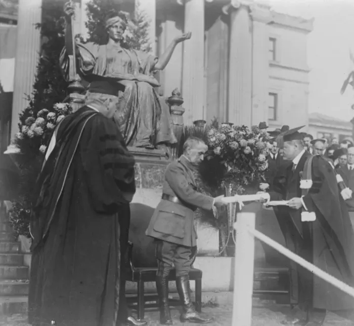 Framed Print : Marshal Foch at Columbia University. Dr N Murray Butler, President of the University Framed Print : Marshal Foch at Columbia University. Dr N Murray Butler, President of the University