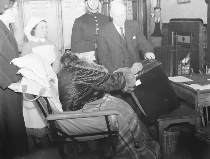 Framed Print : May, Countess of Limerick casting her vote in the Dartford by - election, as P Framed Print : May, Countess of Limerick casting her vote in the Dartford by - election, as P