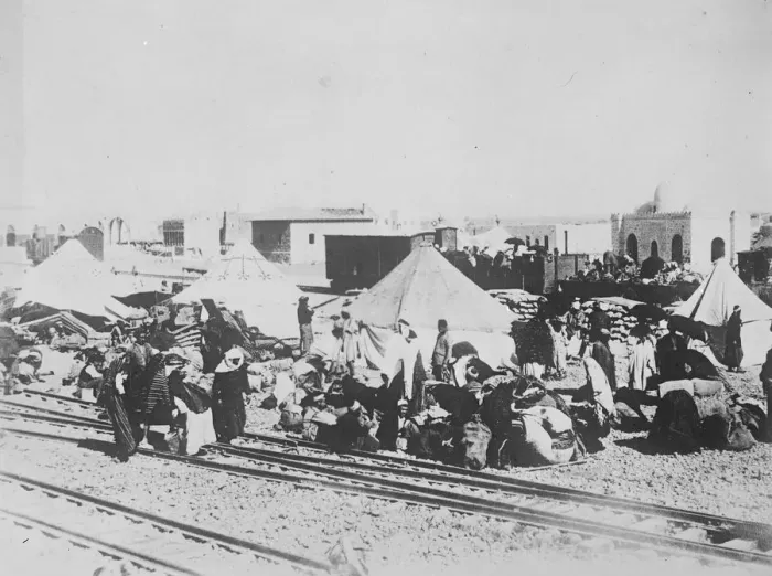 Framed Print : Mecca and Medina. Railway Terminus of the Hejaz Railway. The station building Framed Print : Mecca and Medina. Railway Terminus of the Hejaz Railway. The station building