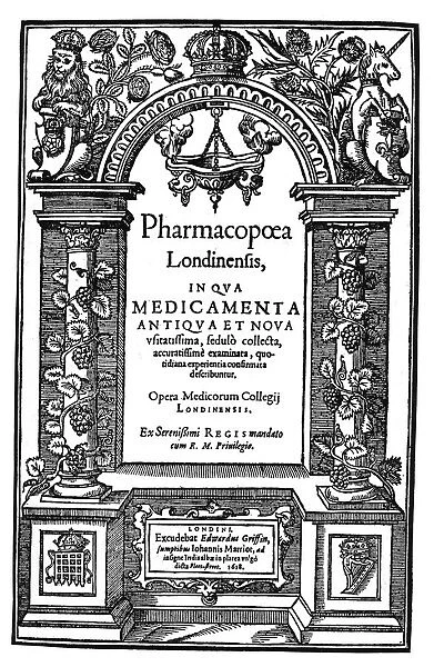 MEDICINE Titlepage of the influential Pharmacopoea Londinensis, 1618, printed by John Marriot