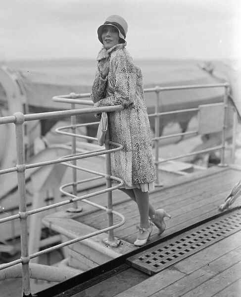 Mexican film star in England. Signora Dolores de Rio on the boat at Plymouth. 24