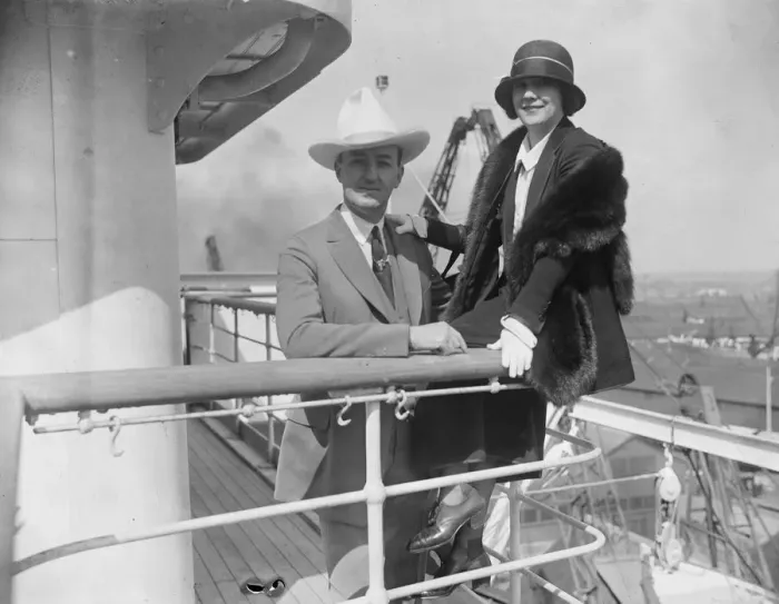 Framed Print : Millionaire cattleman arrives for Wembley Rodeo. Among the passengers of
