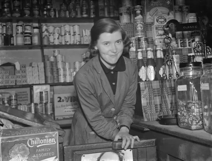 Framed Print : Miss Joan Hunt, Post Mistress at the Post Office in Victoria Street, Gillingham, Kent Framed Print : Miss Joan Hunt, Post Mistress at the Post Office in Victoria Street, Gillingham, Kent