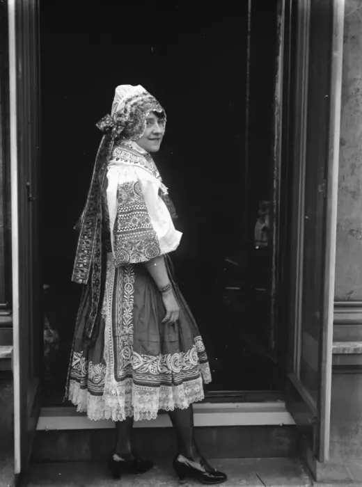 Framed Print : Mme Z Maskney, wife of the Czecho Slovakian Minister in London in National Costume