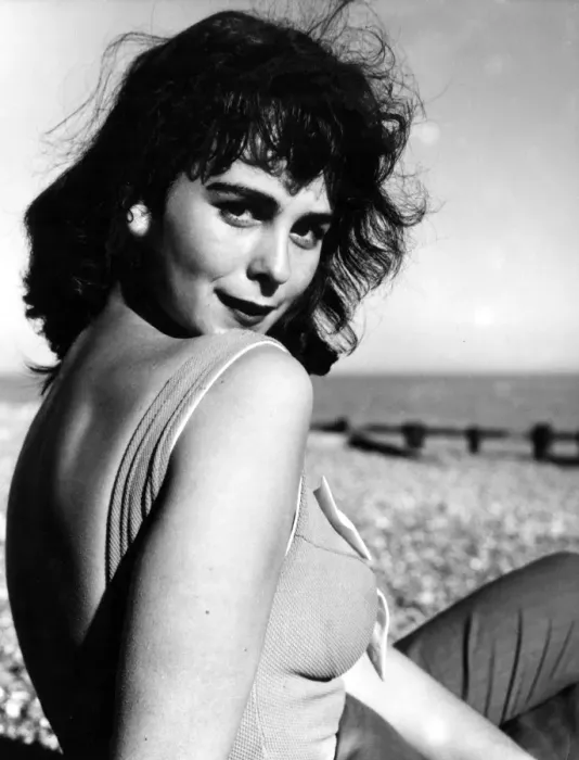 Framed Print : Monica Hibbert - A woman in the 1960s on Hastings beach in Sussex Framed Print : Monica Hibbert - A woman in the 1960s on Hastings beach in Sussex