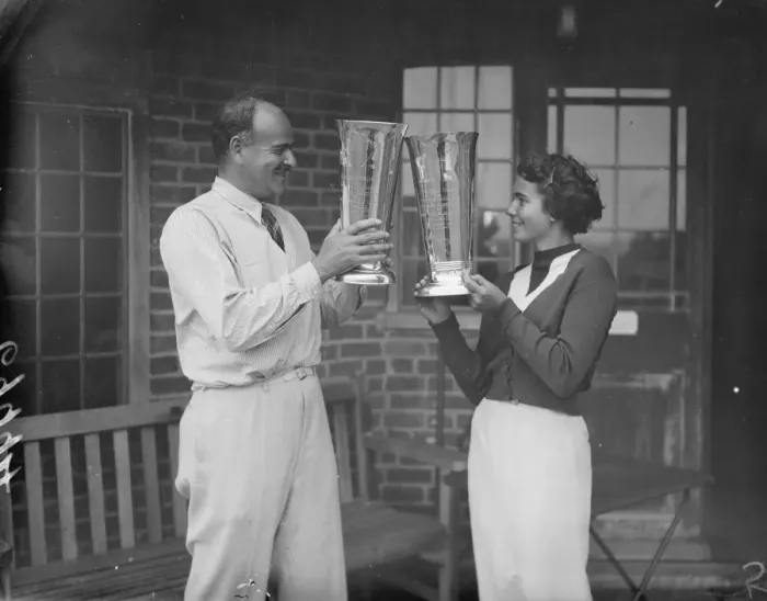 Framed Print : Monsieur A. M Vagliano and Mlle. Lally Vagliano, exchange toasts with their cup after Framed Print : Monsieur A. M Vagliano and Mlle. Lally Vagliano, exchange toasts with their cup after