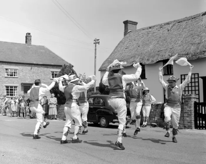 Framed Print : Morris Dancing in the street in Dorset, England, UK 1960 s Framed Print : Morris Dancing in the street in Dorset, England, UK 1960 s