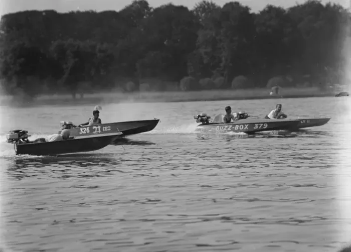 Framed Print : Motor boat trials at Rickmansworth. 18 July 1929 Framed Print : Motor boat trials at Rickmansworth. 18 July 1929