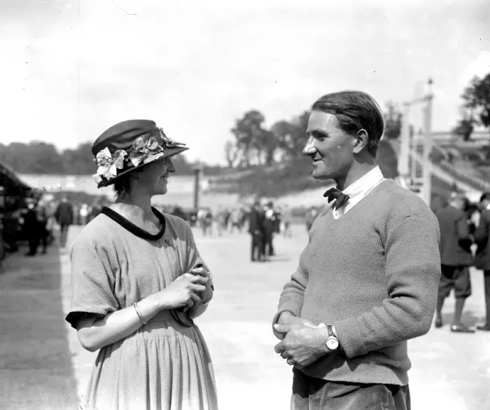 Framed Print : Motor Racing at Brooklands. Mr Bedford, Winner of the light Car Handicap being congratulated