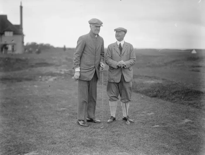 Framed Print : MPs at Golf at Sandwich, Kent. Canon Carnegie ( left ) and his winning opponent Framed Print : MPs at Golf at Sandwich, Kent. Canon Carnegie ( left ) and his winning opponent