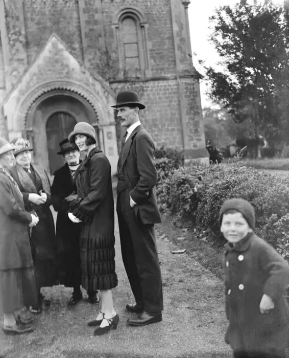 Framed Print : Mr Charles and Lady Sybil Phipps at the christening of their infant son at Wilton Framed Print : Mr Charles and Lady Sybil Phipps at the christening of their infant son at Wilton