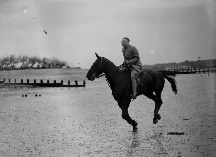 Framed Print : Mr Hore Belisha spends his holiday - on horseback. Away from transport problems Framed Print : Mr Hore Belisha spends his holiday - on horseback. Away from transport problems