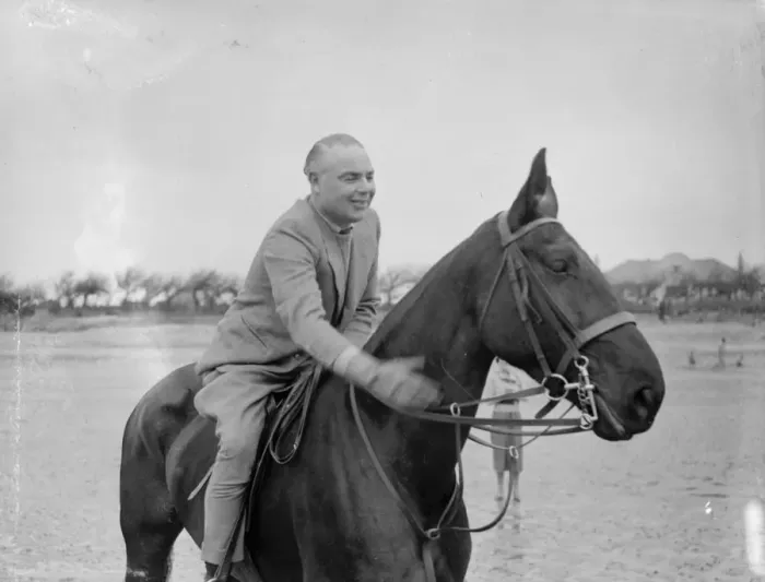 Framed Print : Mr Hore Belisha spends his holiday - on horseback. Away from transport problems Framed Print : Mr Hore Belisha spends his holiday - on horseback. Away from transport problems