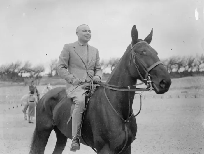 Framed Print : Mr Hore Belisha spends his holiday - on horseback. Away from transport problems Framed Print : Mr Hore Belisha spends his holiday - on horseback. Away from transport problems