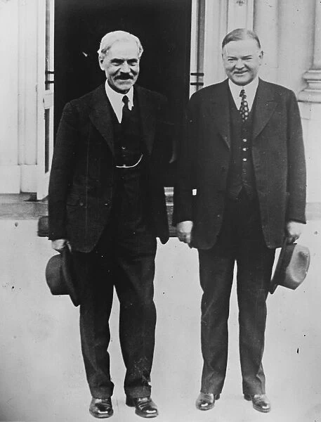 Mr MacDonald with President Hoover. President Hoover and Mr Ramsay MacDonald photographed