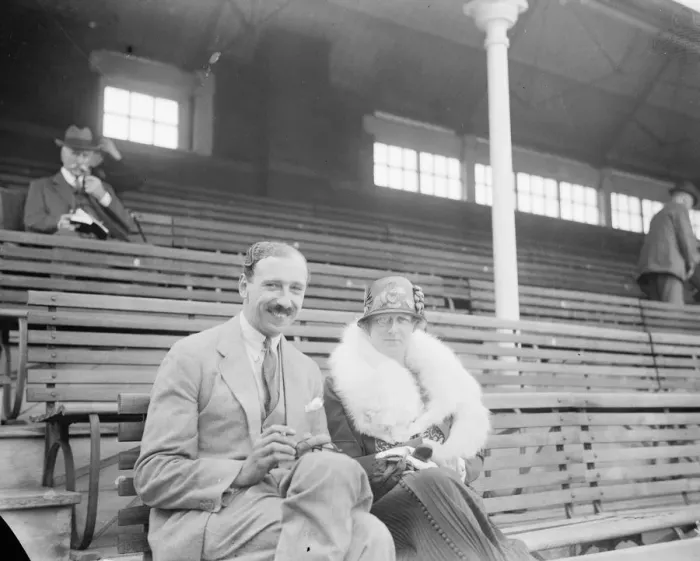 Framed Print : Mr P G H Fender, the Surrey captain, and Miss Ruth Clapham photographed at the Oval on Wednesday Framed Print : Mr P G H Fender, the Surrey captain, and Miss Ruth Clapham photographed at the Oval on Wednesday