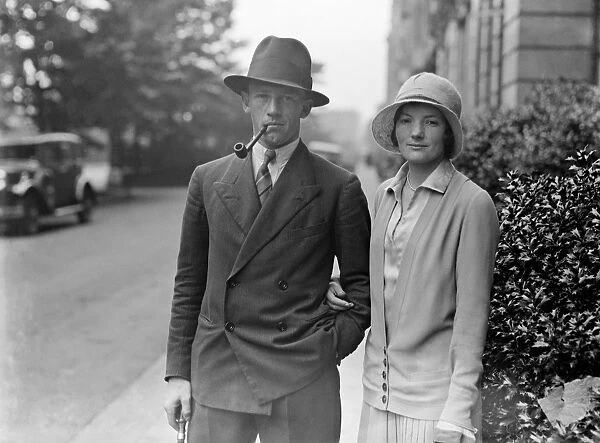 Mr R W V Robins, the England and Middlesex cricketer, his fiancee, Miss Kathleen Knight