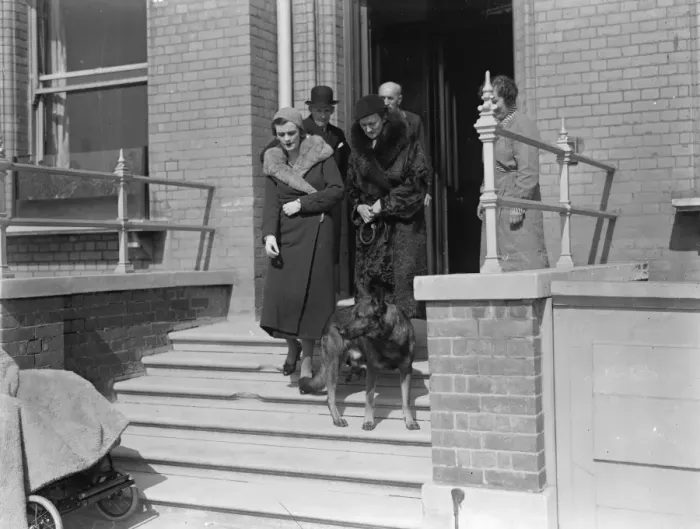 Framed Print : Mrs Charles Sweeney out for first time in Brighton, after her illness. 28 March 1934 Framed Print : Mrs Charles Sweeney out for first time in Brighton, after her illness. 28 March 1934