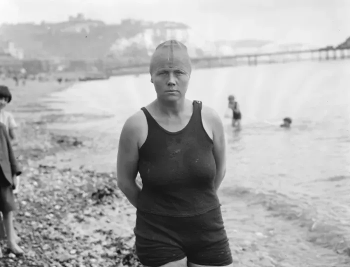 Framed Print : Mrs Corson, who is to attempt to swim the channel. 12 August 1926