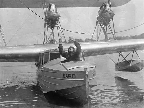 Mrs Victor Bruce forced down an hour after taking off for month in the air attempt