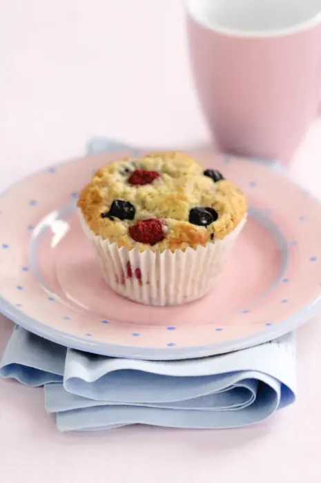 Framed Print : Muffin with raspberries and blackcurrants credit: Marie-Louise Avery / thePictureKitchen Framed Print : Muffin with raspberries and blackcurrants credit: Marie-Louise Avery / thePictureKitchen