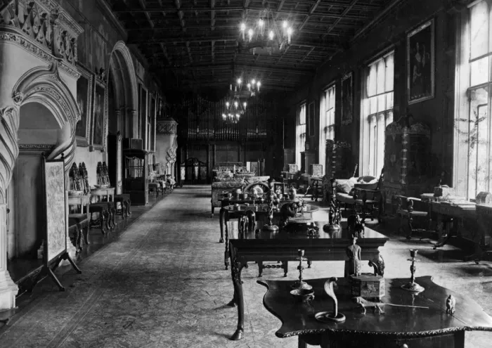 Framed Print : The Music room of Ashton Court, with a large organ situated at one end of the room Framed Print : The Music room of Ashton Court, with a large organ situated at one end of the room
