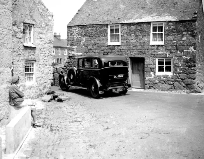 Framed Print : Narrow road at Lands End, Cornwall. 1933