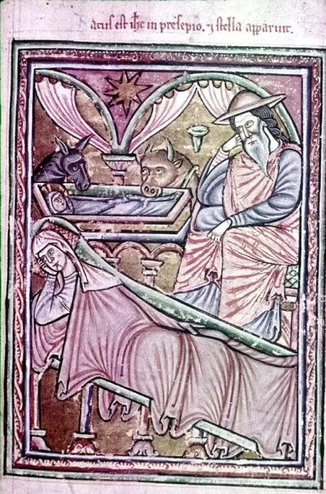 Framed Print : Nativity. English Psalter, late 12th Cent
