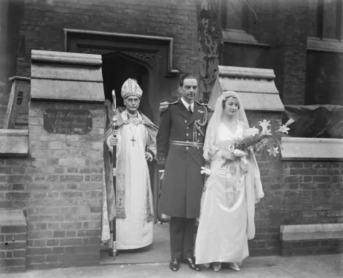 Framed Print : Naval officers wedding The Bishop of London officiated at the at the marriage Framed Print : Naval officers wedding The Bishop of London officiated at the at the marriage