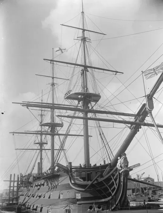 Framed Print : Naval review at Spithead. The famous old Victory ready for the Kings visit at Portsmouth Framed Print : Naval review at Spithead. The famous old Victory ready for the Kings visit at Portsmouth