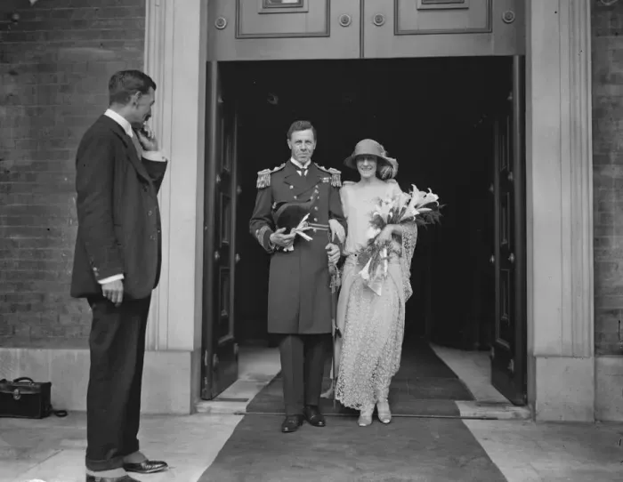 Framed Print : Naval wedding. The marriage took place at St Peters Church, Eaton Square of Framed Print : Naval wedding. The marriage took place at St Peters Church, Eaton Square of