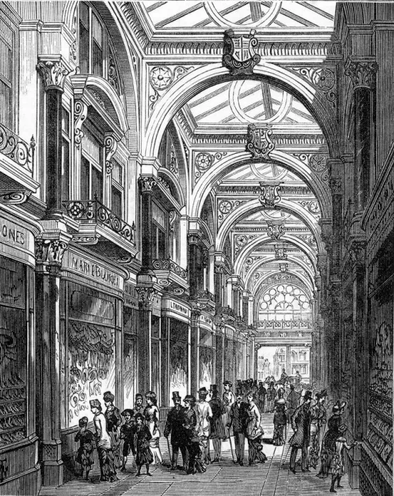 Framed Print : The New Arcade, Old Bond Street, London; interior. 1880 Framed Print : The New Arcade, Old Bond Street, London; interior. 1880